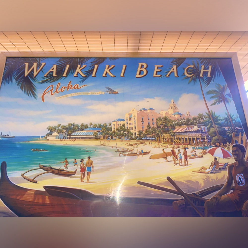Vintage Art Frame Walkiki Beach.
